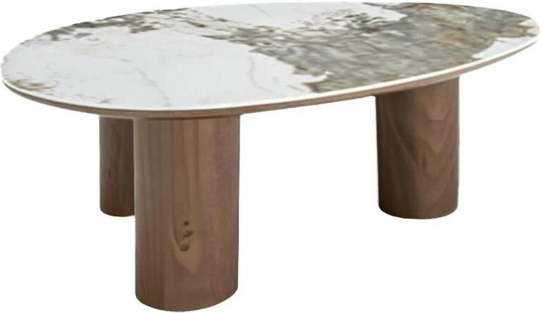 Invicta Interior Salontafel ORGANIKO 110cm wit bruin keramiek look met walnoten houten frame 48555