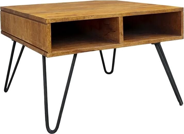 Invicta Interior Salontafel SCORPION 60cm met opbergruimte en hairpin poten mangohout bruin honing afwerking 49087