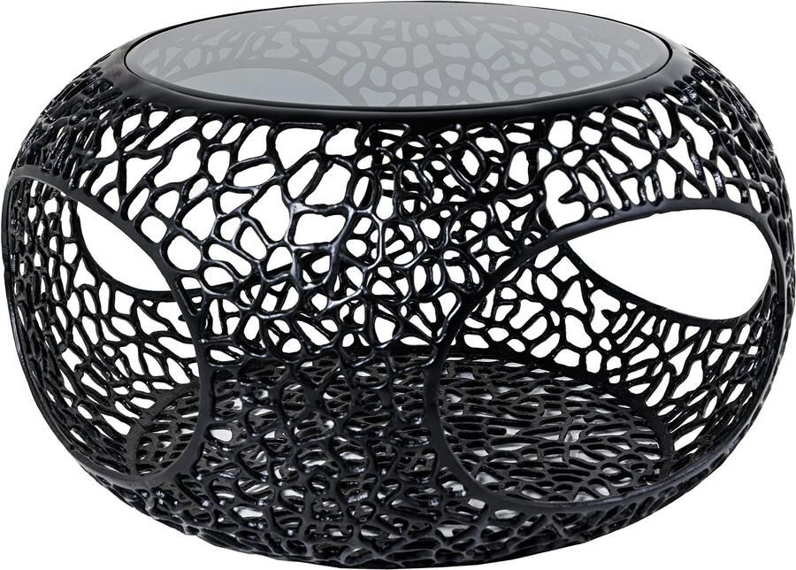 Invicta Interior Ronde salontafel SPIN 75cm zwart glas metaal met opbergruimte handgemaakt 44506 - Foto 2