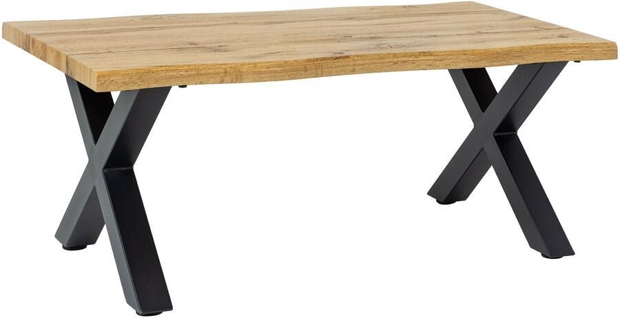Invicta Interior Industriële salontafel WILD 90cm bruin wild eiken look zwart metalen boomrand 45081 - Foto 3