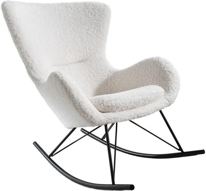 Invicta Interior Design schommelstoel SCANDINAVIA SWING wit Boucle fauteuil zwart metaal 43139 - Foto 2