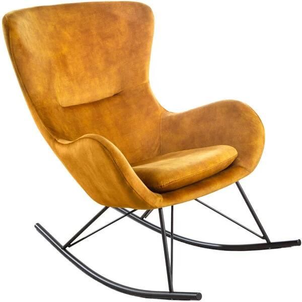 Invicta Interior Design schommelstoel SCANDINAVIA SWING mosterdgeel fluwelen fauteuil 43143 - Foto 4