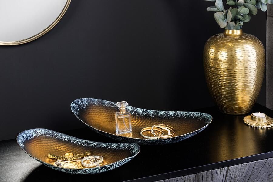 Invicta Interior Set van 2 Decoratieve Schalen ORIENT 45cm goud Gehamerd Design met Patina 44896