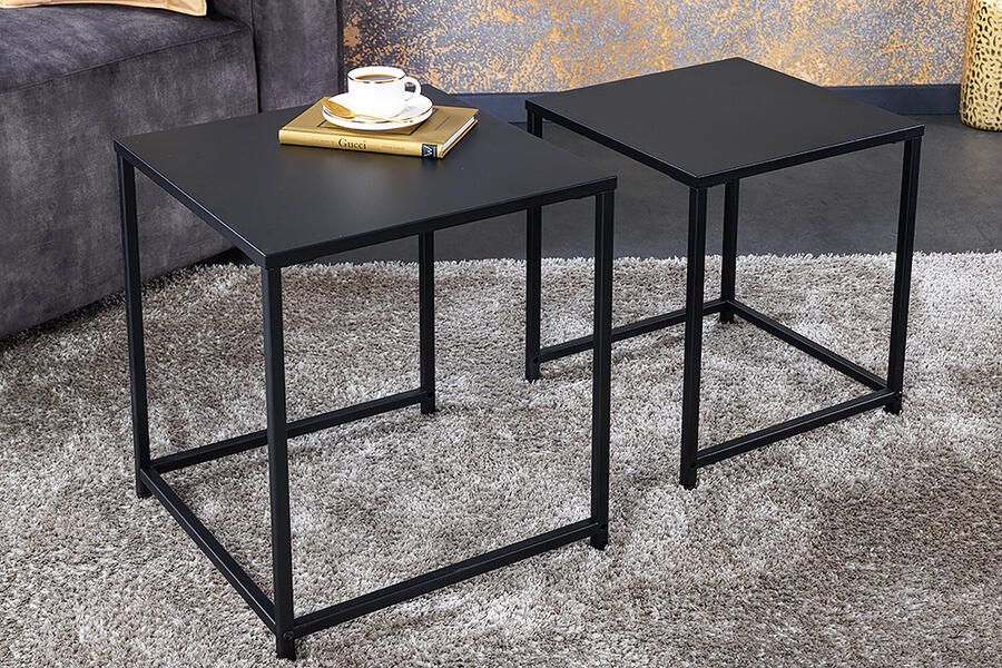 Invicta Interior Set van 2 salontafels DURA STEEL 50 cm metaal zwarte bijzettafels modern design 43326