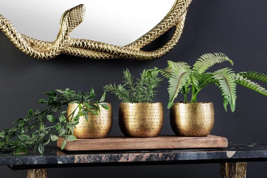 Invicta Interior Set van 3 kommen ORIENT 45cm goud met dienblad massief mangohouten decoratie handgemaakt 44895