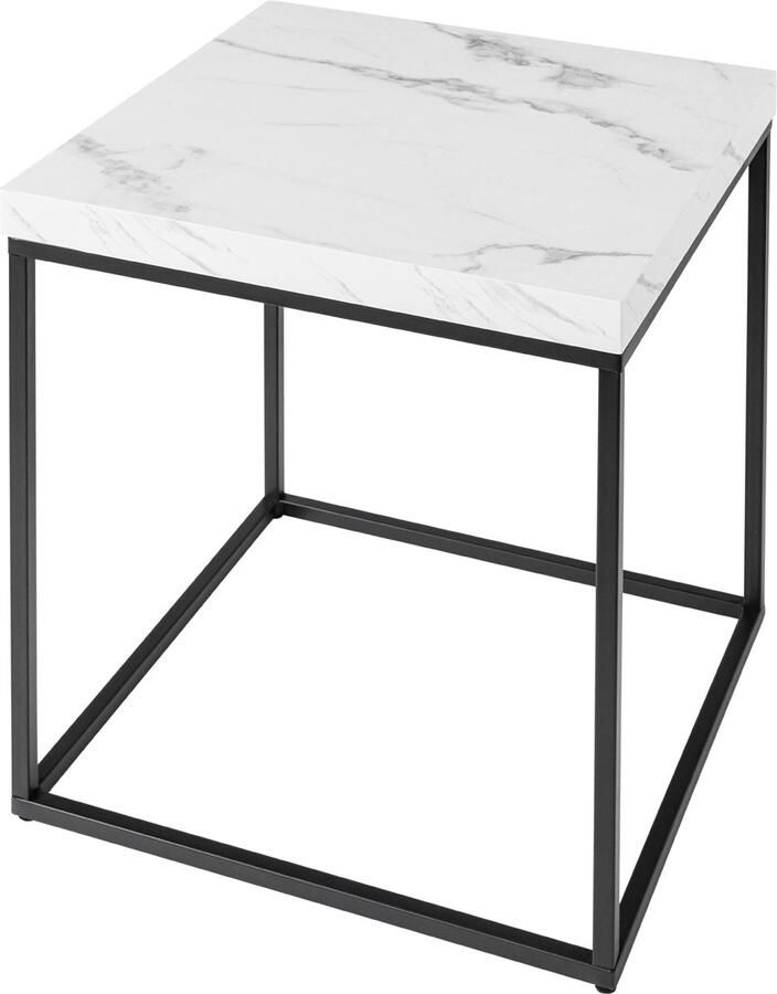 Invicta Interior Moderne bijzettafel ARCHITECTURE 45cm Wit Marmeren Design Metalen Frame 44761