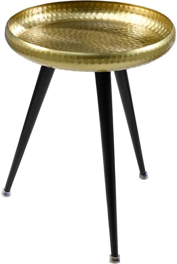 Invicta Interior Handgemaakte bijzettafel ORIENT 50cm messing goud rond metaal gehamerd design 44350