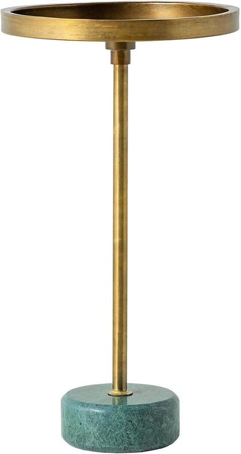 Invicta Interior Ronde Bijzettafel TRAYFUL 60cm Messing Antiek IJzer Groen Marmeren Voet Handgemaakt 44848 - Foto 3