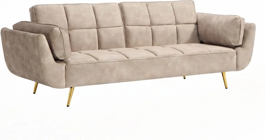 Invicta Interior Slaapbank BOUTIQUE 215cm 3-zits fluweel champagne beige 48981