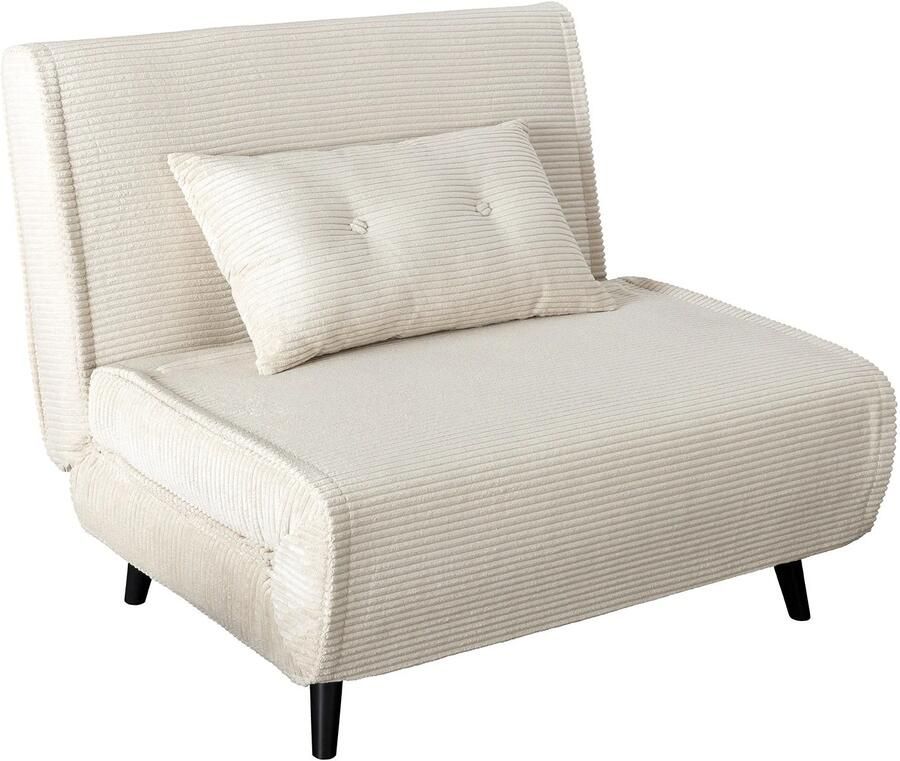 SMART Slaapstoel – Uitschuifbare Stoel tot Bed – 1 Persoons – Beige – Luxe Relaxfauteuil met Slaapfunctie