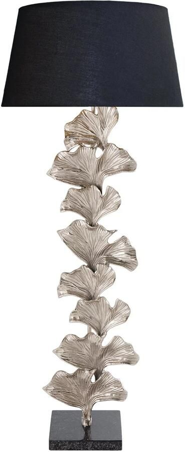 Invicta Interior Design vloerlamp GINKGO 122cm zwarte stoffen kap zilveren metalen handgemaakte marmeren voet 41695 - Foto 2
