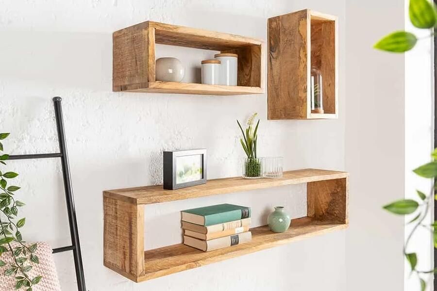 Invicta Interior Stevige wandplank set van 3 HEMINGWAY 94cm gemaakt van mangohout 41066