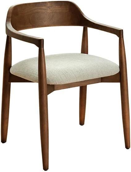 Invicta Interior Stoel KENNEDY met beklede zitting en armleuningen gerecycled dennen hout bruin smoke en geweven stof crème 48896