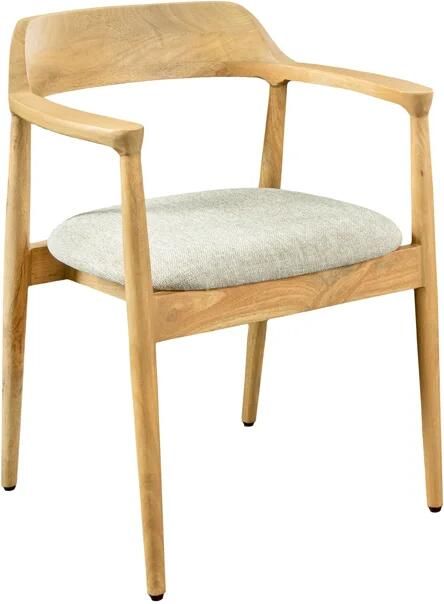 Invicta Interior Stoel KENNEDY met beklede zitting en armleuningen mangohout crème beige 49468