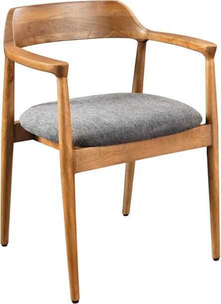 Invicta Interior Stoel KENNEDY met beklede zitting en armleuningen mangohout honing afwerking grijs 49467