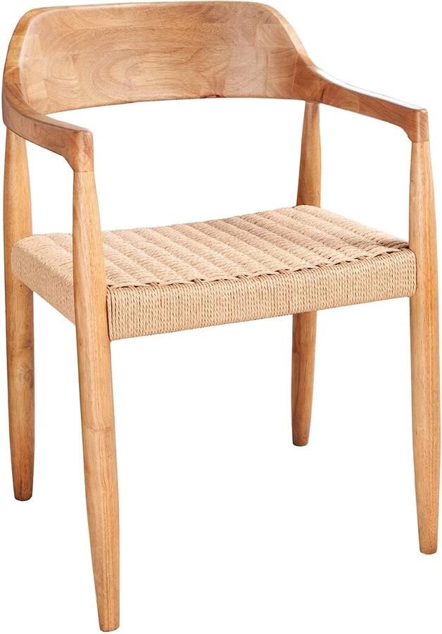 Invicta Interior Stoel KENNEDY met rieten zitting en armleuningen gerecycled pijnboomhout naturel 48895