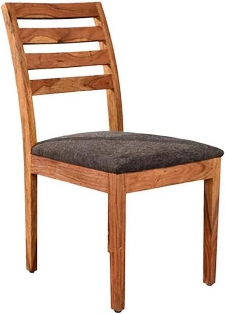 Invicta Interior Stoel MAKASSAR 90cm gestructureerde stof grijs bruin en sheesham hout bruin stenen afwerking 48655