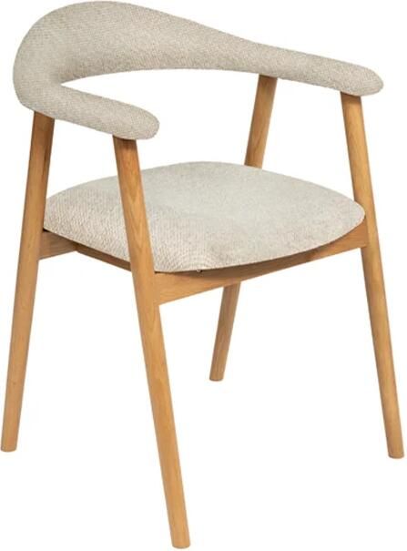 Invicta Interior Stoel VALHALLA WOOD met armleuningen geweven stof crème en naturel eikenhout 48922
