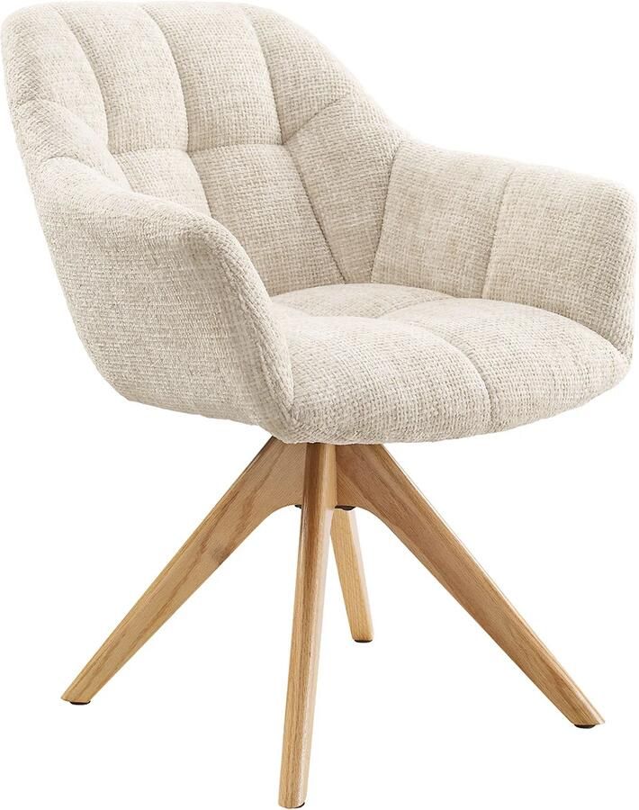 Invicta Interior Swivel chair PAPILLON rotatable 180° w armrests chenille champagne beige