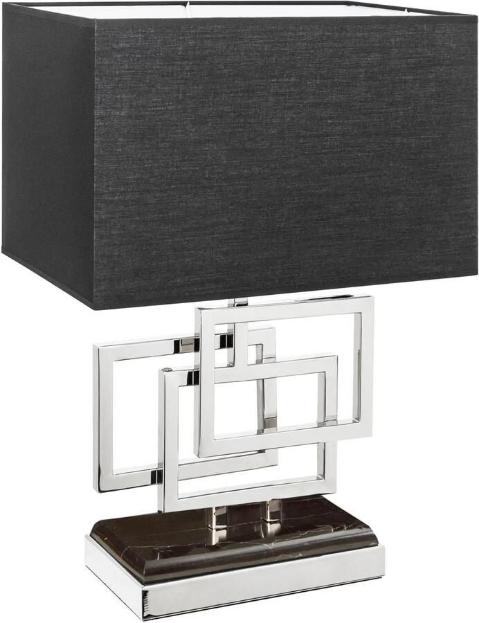 Invicta Interior Moderne tafellamp ATLANTIS 56cm zilveren stoffen kap zwart marmeren lamp 39097 - Foto 2