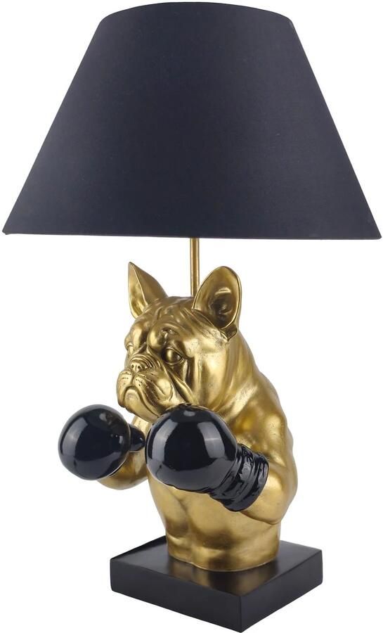 Invicta Interior Tafellamp BULLDOG 55 cm goudkleurige lamp met zwarte kap 48023