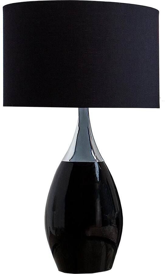 Invicta Interior Moderne tafellamp CARLA 60cm zwart zilver met linnen kap 37005 - Foto 2