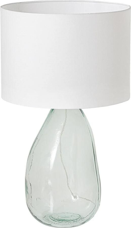 Invicta Interior Moderne tafellamp CLASSIC 60cm transparant gerecycled glas witte stoffen kap 44495