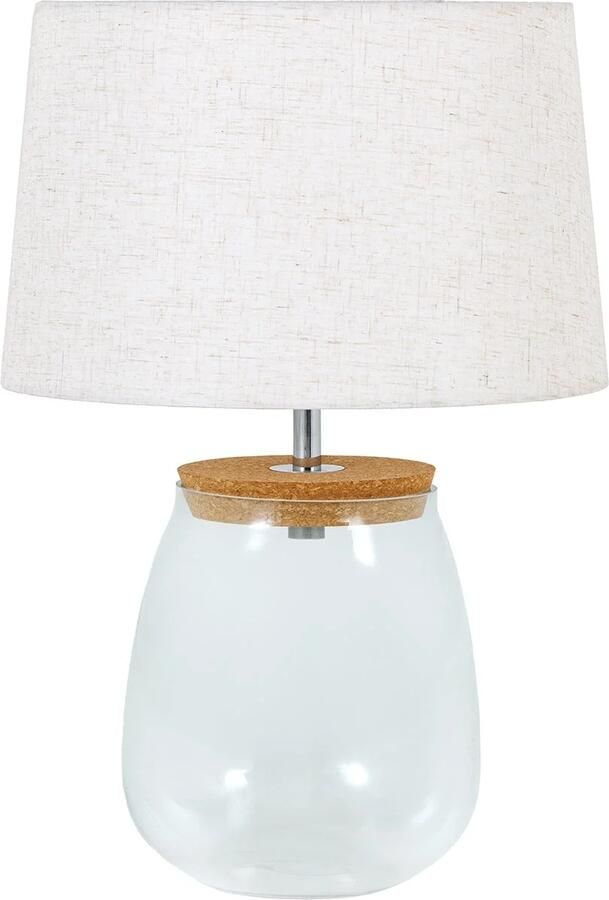 Invicta Interior Vulbare tafellamp CLASSICO 60cm wit transparant glas met linnen kap 44817