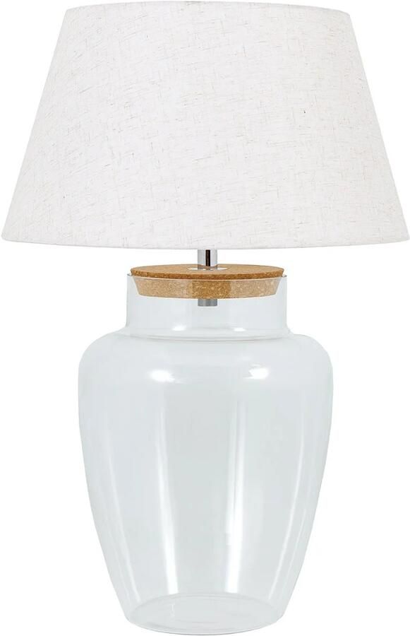 Invicta Interior Vulbare tafellamp CLASSICO 75cm wit transparant glas met linnen kap 44816
