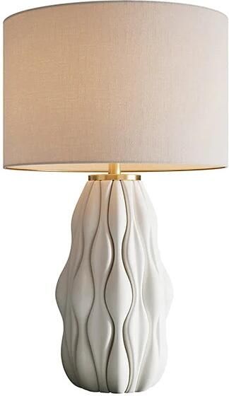 Invicta Interior Moderne tafellamp ELEGANCIA 65cm witgouden keramiek witte linnen kap 46011