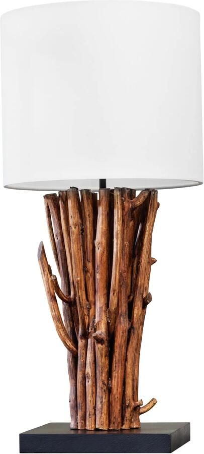 Invicta Interior Design tafellamp EUPHORIA 60cm naturel wit rond massief hout handgemaakt 43452 - Foto 2