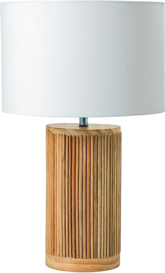 Invicta Interior Tafellamp GATSBY 50 cm met lampenkap van wilgen- en grenenhout in naturel wit. 44496