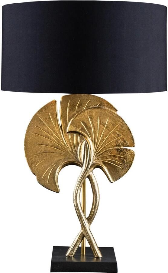 Invicta Interior Decoratieve tafellamp GINKGO 62cm zwartgouden metalen sculptuurlamp met marmeren voet 41530 - Foto 2