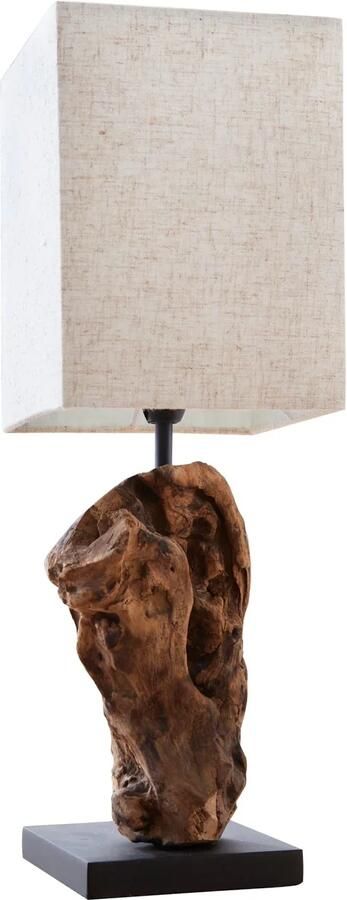 Invicta Interior Handgemaakte drijfhout tafellamp HYPNOTIC 45cm beige met linnen kap 19478 - Foto 2