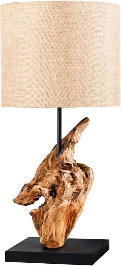 Invicta Interior Drijfhout tafellamp HYPNOTIC 60cm natuurlijke linnen kap maritiem 43603 - Foto 2