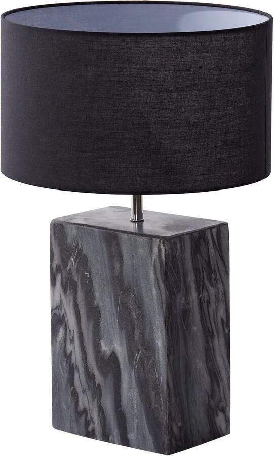 Invicta Interior Design tafellamp NOBLE 55cm zwart marmeren voet stoffen kap 40901 - Foto 2
