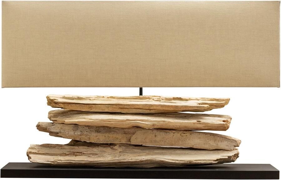 Invicta Interior Handgemaakte tafellamp RIVERINE 80 cm beige basis van drijfhout met linnen kap 17326 - Foto 2