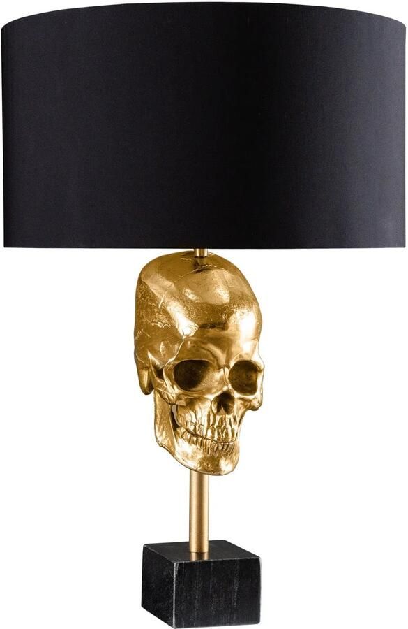 Invicta Interior Extravagante tafellamp SKULL 56 cm zwartgouden metalen schedelsculptuurlamp 41529 - Foto 2