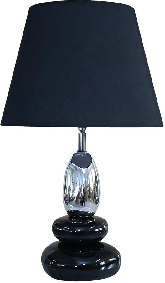 Invicta Interior Tafellamp STONES OF ZEN 45cm met verstelbare lampenkap zwart zilver 70019