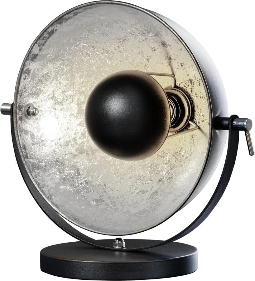 Invicta Interior industrieele design tafellamp STUDIO 40cm zwart zilver bladlook kantelbare kap 37222 - Foto 2
