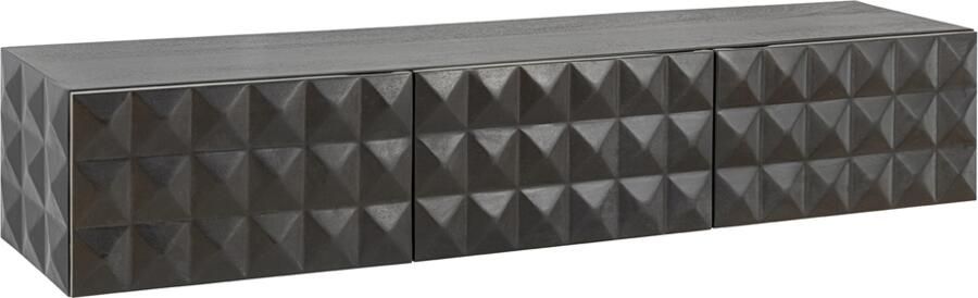 Invicta Interior TV-Board VULCANO 160cm 3D hangend met kabelgat mangohout zwart 47768