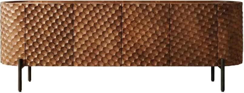 Invicta Interior TV-bord ADLON 160 cm 3D massief mangohout met zwart frame 47584 - Foto 2