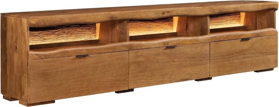 Invicta Interior TV-meubel GRAND MANGO 180cm mangohout bruin met afstandsbediening LED-verlichting 49214
