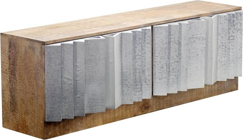 Invicta Interior TV-meubel ZALVERO 150cm mangohout aluminium front natuurlijk zilver