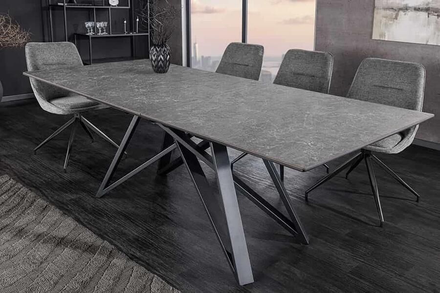 Invicta Interior Uitschuifbare eettafel ATLAS 160-200cm grafietgrijs keramiek zwart metaal 46500