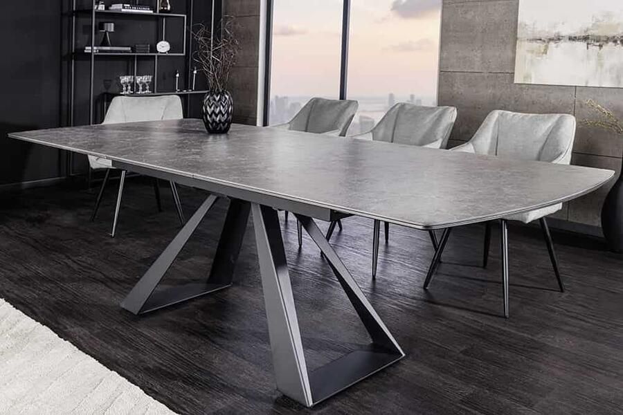 Invicta Interior Uitschuifbare eettafel CONCORD 180-230cm grafietgrijs keramiek zwart metaal 46499