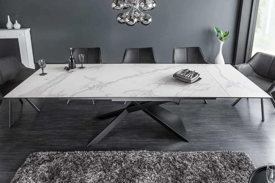 Invicta Interior Uitschuifbare eettafel EUPHORIA 180-220-260cm marmer wit keramiek gemaakt in Italië 40122
