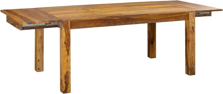 Invicta Interior Uitschuifbare eettafel MAKASSAR 160-240cm sheesham hout bruin stone finish 49319