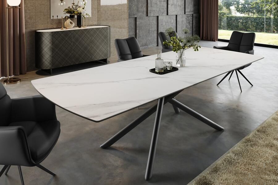 Invicta Interior Uitschuifbare eettafel MIKADO 180-230cm wit keramiek zwart sterrenframe 46495