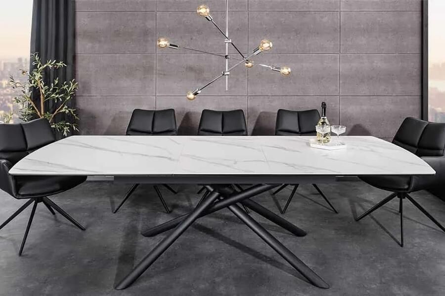 Invicta Interior Uitschuifbare eettafel MIKADO 180-230cm wit keramiek zwart sterrenframe 46495